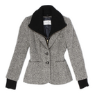 Tweed Jacket w/ Cashmere Dickey :  jacket cuffs grey sweater